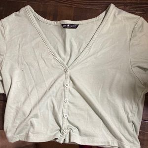 Light green button down crop top